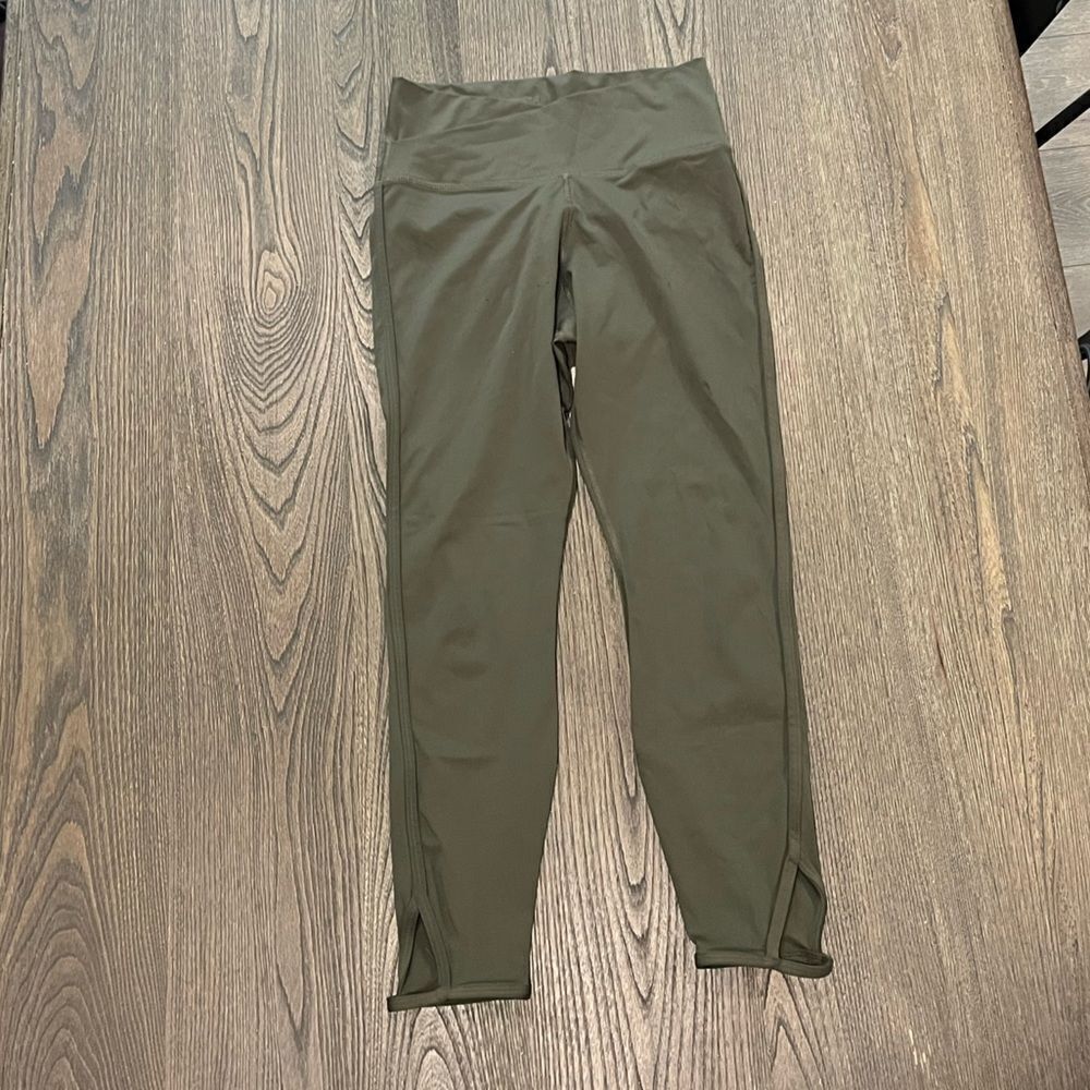 Nike Yoga Legging Women's Running Training Olive Green Crossover Waist Medium